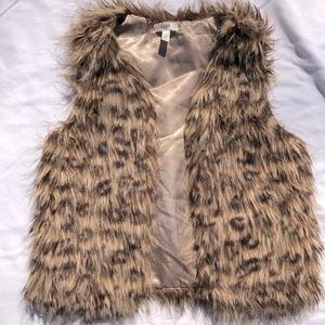 Faux Fur / Satin Cheetah Vest